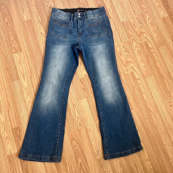 Indigo Poppy Tummy Control Bootcut with Classic Pockets Distressed Denim Size 12 - Picture 2 of 9